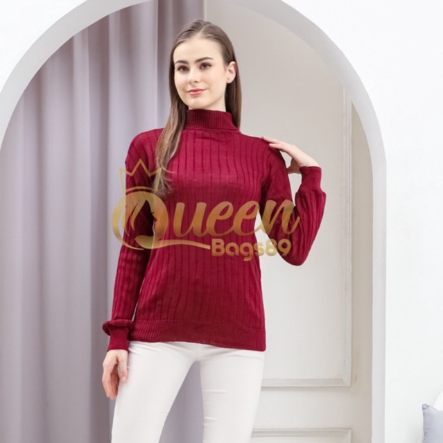 Queenbags89 baju outfit cewek baju atasan wanita baju Rajut Jovanka turtleneck Sweater