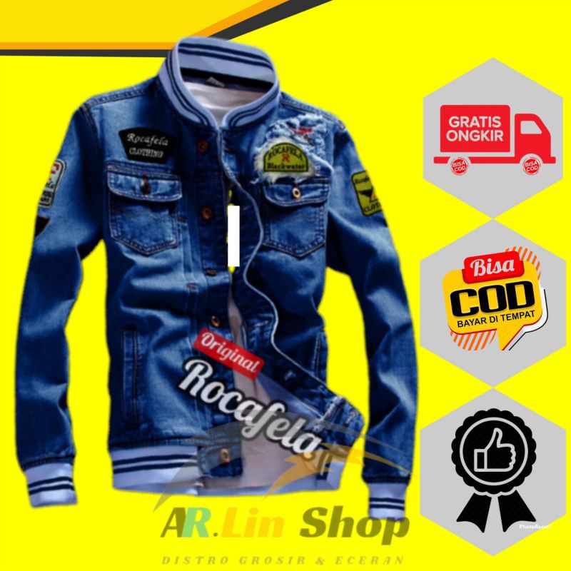 Jacket Jeans Denim Pria Premium Jaket Jins Cowok Emblem Keren Original Distro Bandung Jeket Cwo Sand