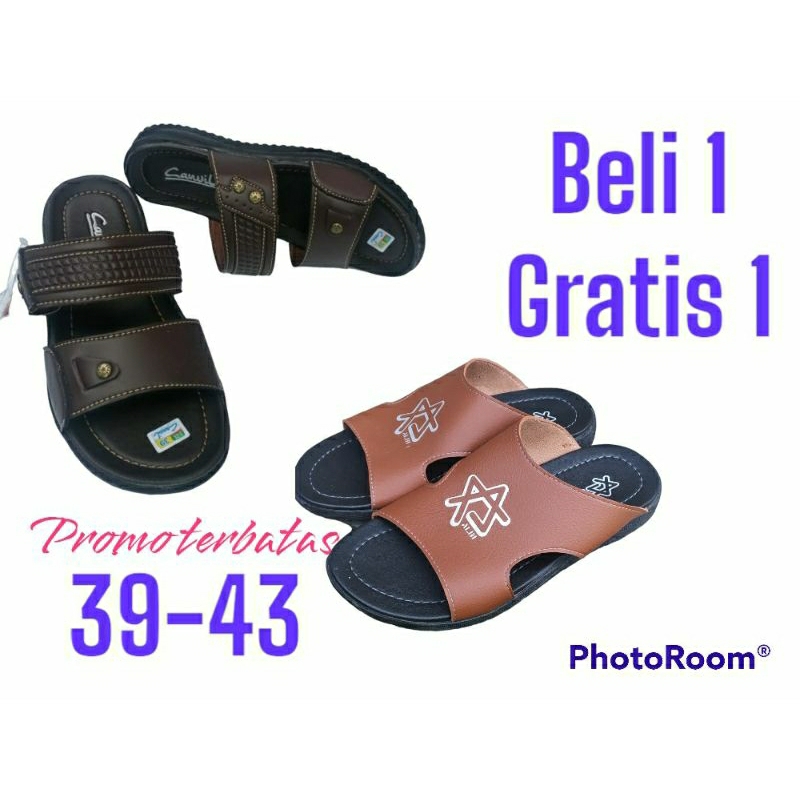 sandal pria promo beli 1 gratis 1 sandal