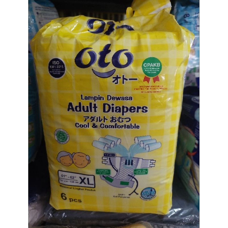 Diapers Adult OTO Xl Pack 6 Pcs/Pampers Dewasa OTO Xl