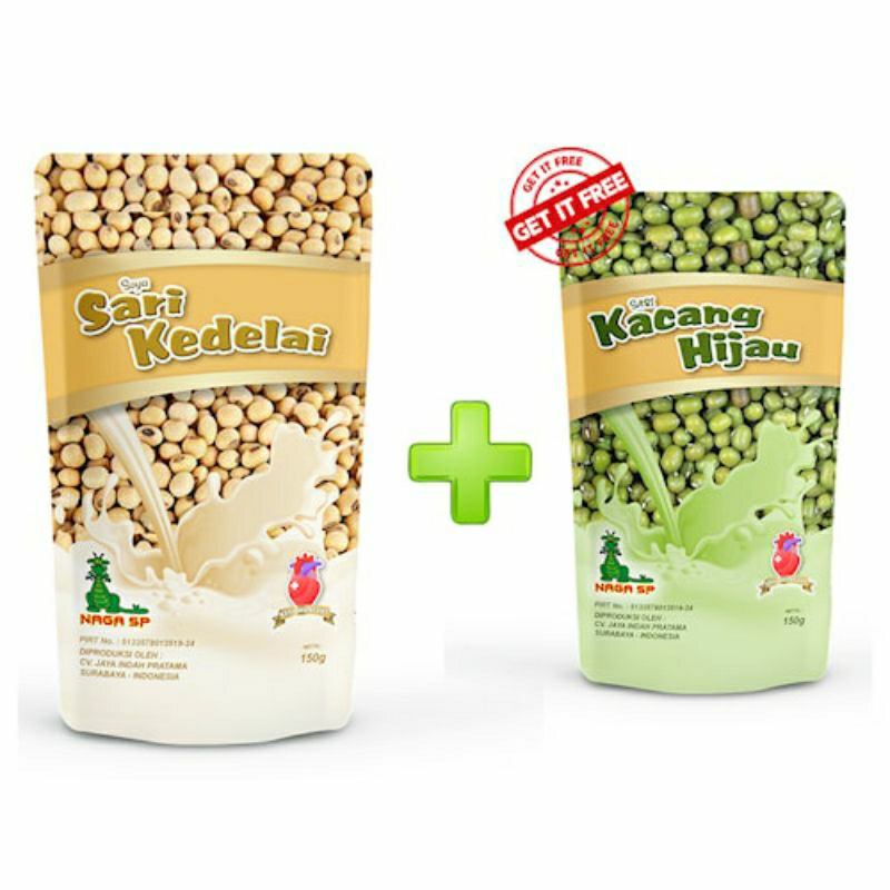 

Paket minuman serbuk sari kacang hijau + Soya sari kedelai Naga