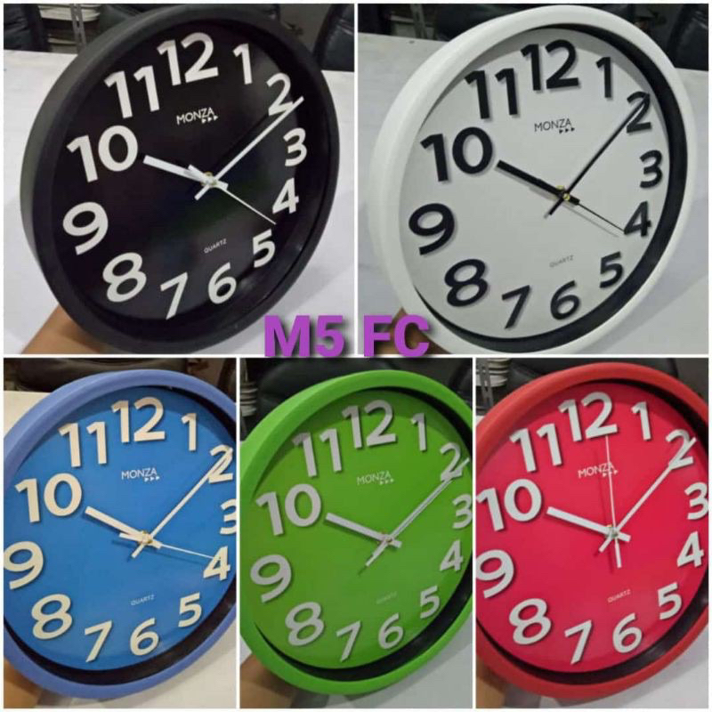 jam dinding monza M5 FC/jam dinding polos/jam dinding warna 32 Cm/jam Besar