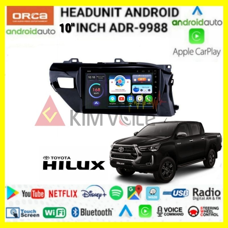 Head Unit Android Orca 10 inch OEM Hilux 2016 Up Voice Command
