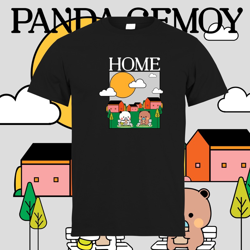 Kaos Pretties Panda Gemoy Home - T-Shirt Unisex Pria dan Wanita Couple Stiker Whatsapp