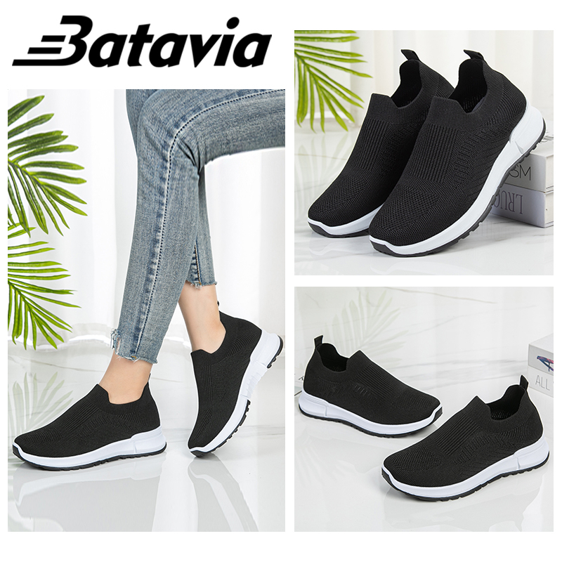 Batavia 2023 sepatu wanita impor sepatu fashion wanita baru diimpor maju rajutan sepatu olahraga wanita bernapas sepatu wanita sepatu joging olahraga santai sepatu kasual dewasa D10