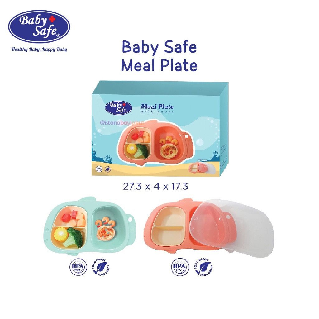 Baby Safe B357 Meal Plate with Cover Tempat Makan Bayi Anak dengan Tutup / Perlengkapan Makan Bayi