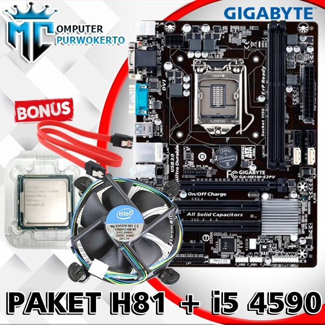 Mainboard H81 Gigabyte dengan I5 4570 Bonus Fan/Paket