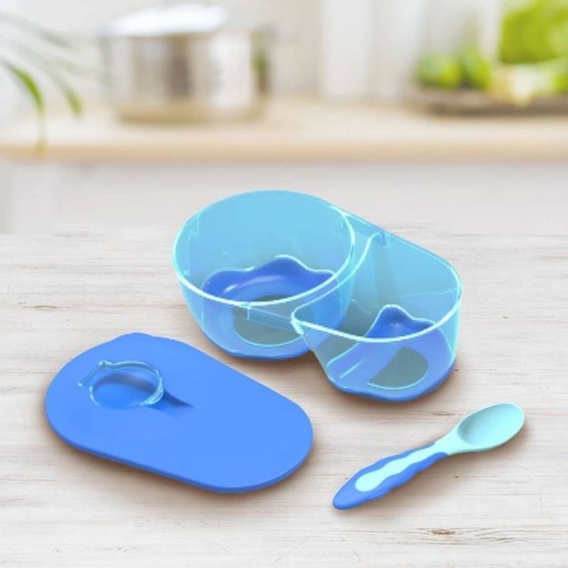 Babysafe Divided Bowl With Spoon Ap010/Mangkok dan Sendok makan bayi