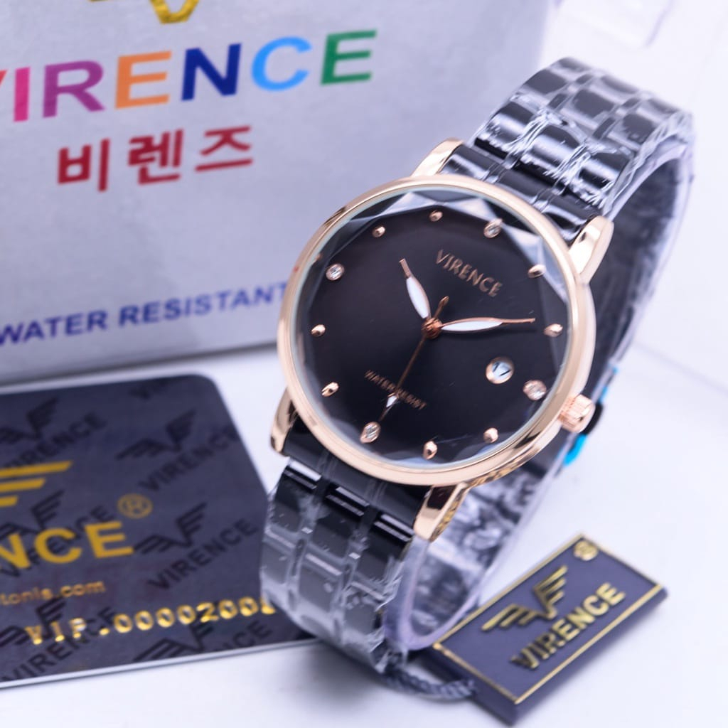 BEST SELLER JAM TANGAN WANITA VIRENCE V-3008 H88 ANALOG TALI RANTAI BODY BULAT DM 3.4CM FREE BOX &amp; BATERAI || JAM TANGAN FASHION WANITA JAM TANGAN CEWEK MURAH