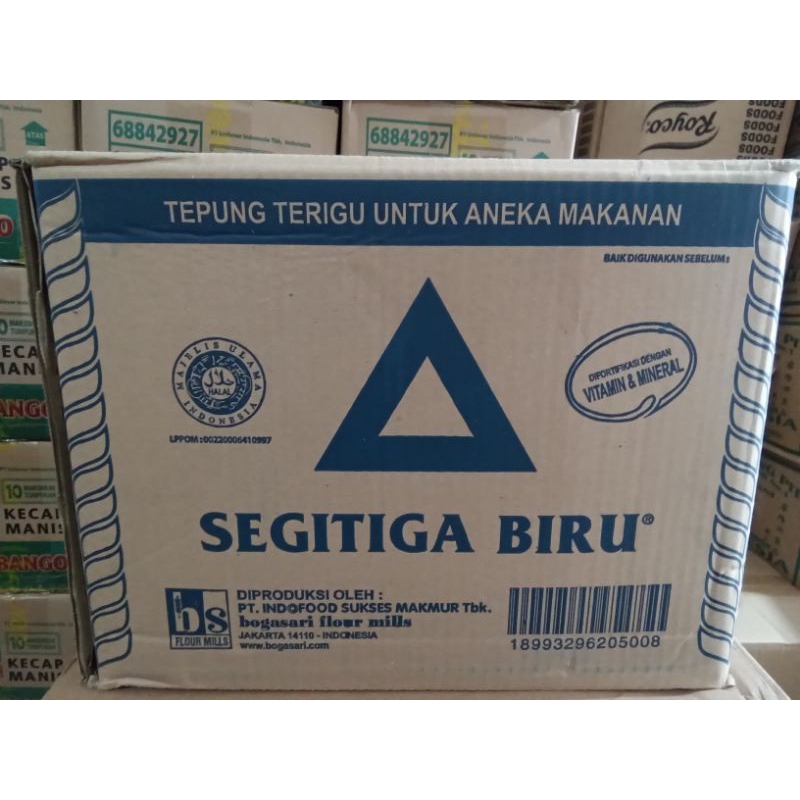 Tepung Terigu Dus 500g x 20 bks / Terigu Segitiga 500g / Tepung Segitiga Biru 1/2kg  Karton / Tepung Serbagun