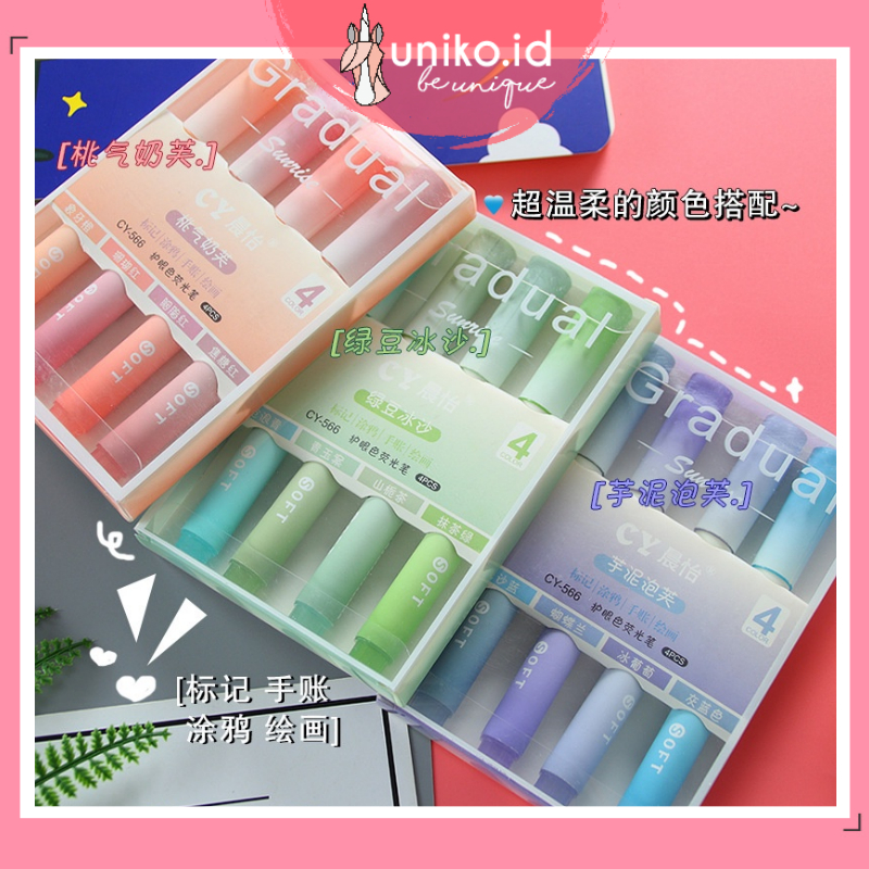 

UNIKO.ID STABILO / HIGHLIGHTER 4 WARNA 4PCS / PACK GRADUAL WARNA PASTEL