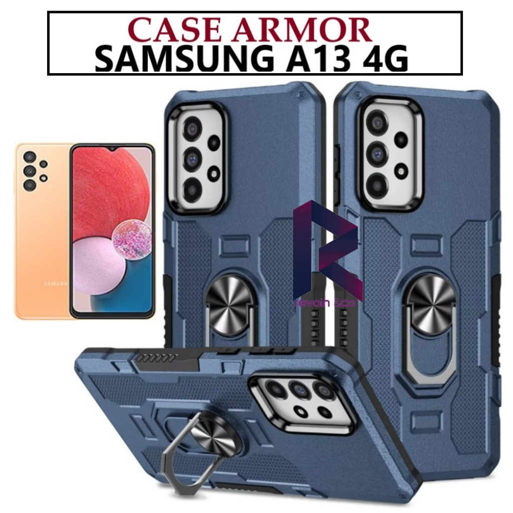 Case Armor SAMSUNG GALAXY A13 4G Iring Cincin Magnetic Kesing Hp Protect kamera Premium Hard Case Standing Robot Pelindung Kamera