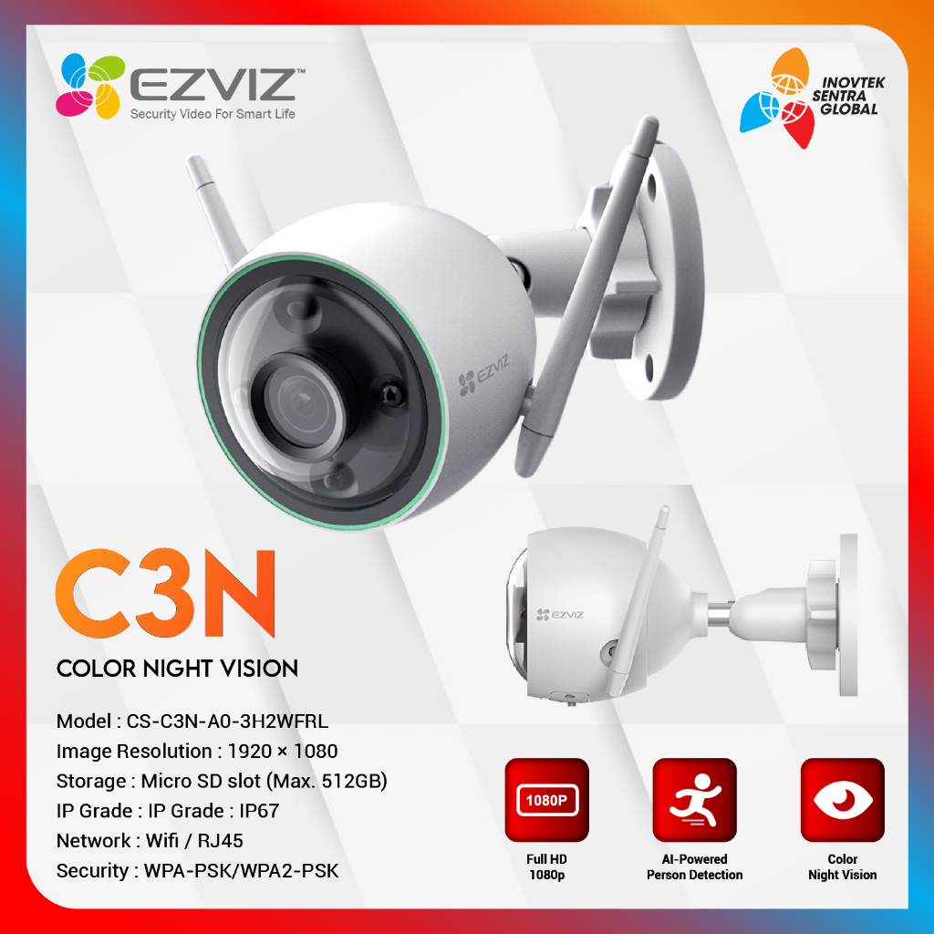 EZVIZ C3N Outdoor IP Camera CCTV Waterproof Color Night Vision 1080P