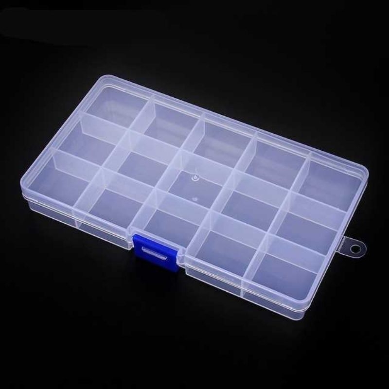 ALICE 15 Grid Kotak Penyimpanan Perhiasan Organizer Plastic Jewelry Box - AL85