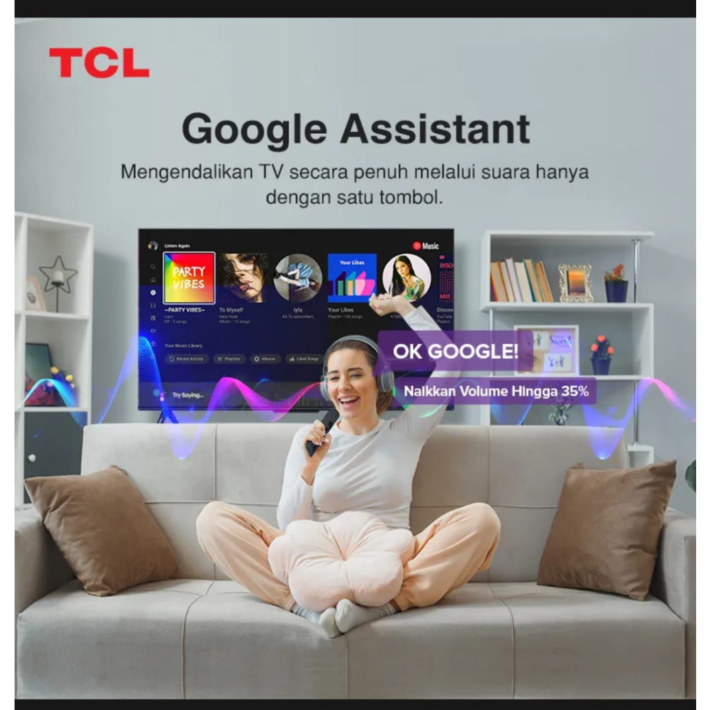 LED TCL 50A28 Smart TV 50 Inch Google TV 4K UHD HDR 10 Garansi Resmi - NEW