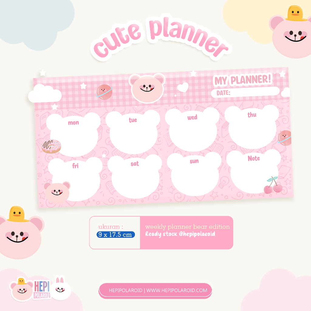 

Weekly Planner Set Bear Planner Cute Sticker Planner