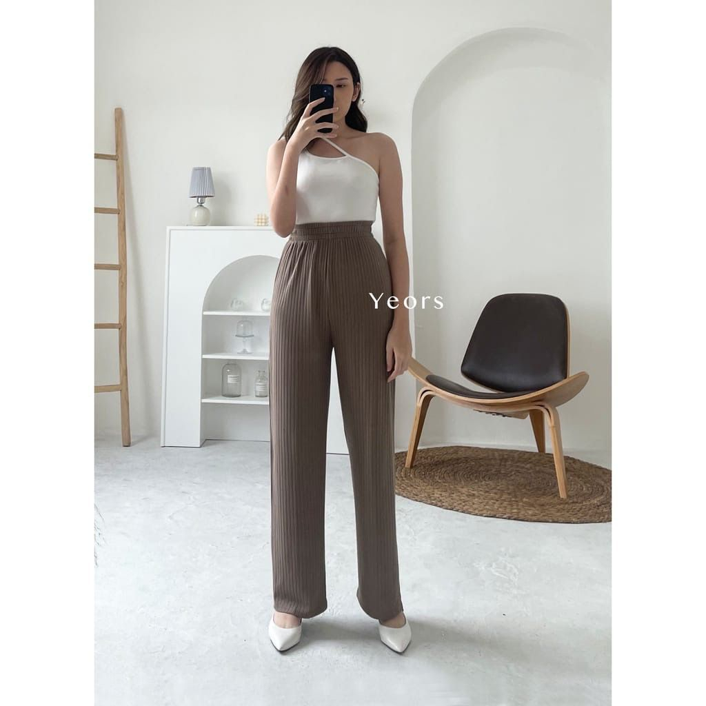 Celana Kulot Wanita Highwaist Knit Berkualitas Hikory Knit Pants Premium