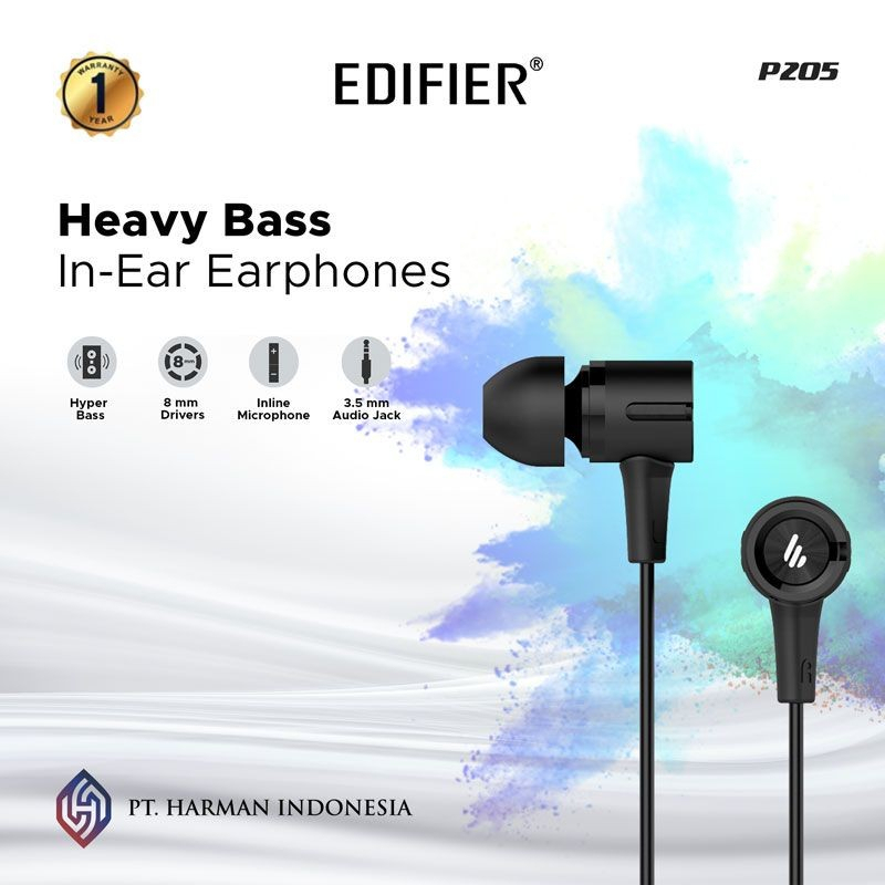 Earphone Edifier P205 Semi In-Ear Headset 8mm Super Bass Jack 3.5mm