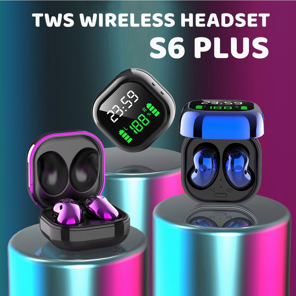 TWS Color Wireless Earphone Bluetooth Gaming Earbuds Noise-cancelling e-sports Headphones Headset low delay Intelligent Digital Display Breathing Lamp Waterproof Upgraded Bluetooth 5.1 - S6 SE,S6 PLUS(COD)