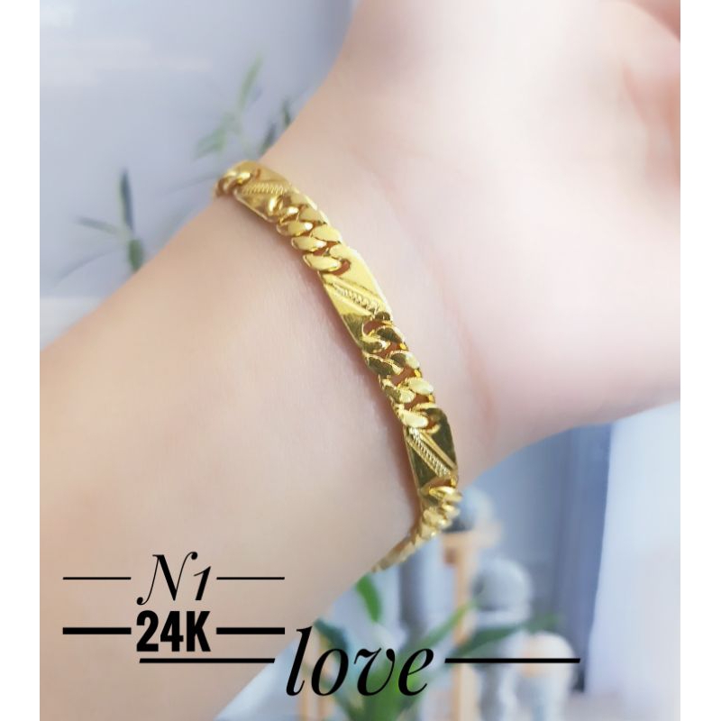 Gelang Tangan Xuping Model Tempe Lapis Emas 24K 2903a2