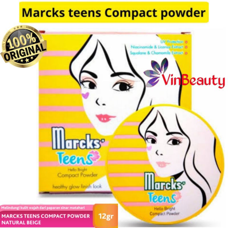 MARCKS TEENS COMPACT POWDER NATURAL BEIGE 12 GRAM / BEDAK PADAT MARCKS COMPACT