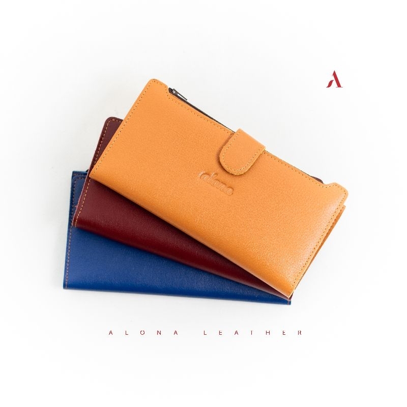 Reven Alona Leather Dompet Panjang Wanita Evelyn Terbaru Kulit Sapi Asli Premium Fashion Cewek Perempuan Kekinian Original Branded Tahan Air Api