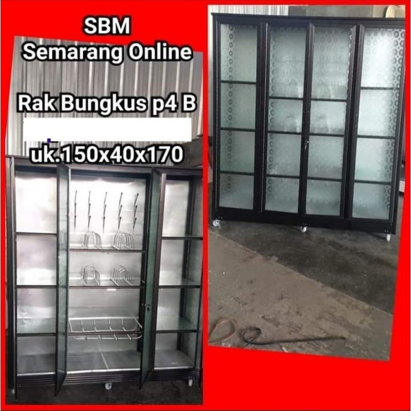 Sbmsemarang - RAK PIRING KACA PINTU 4 JUMBO/ LEMARI PIRING (HANYA SEMARANG)