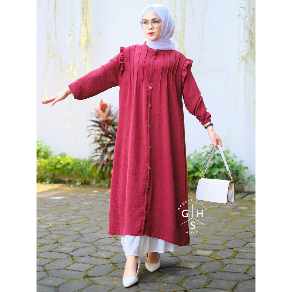 GAMIS MIDI ZIYA MAXI DRESS WANITA BUSUI CRINCLE AIRFLOW PREMIUM (DBY)