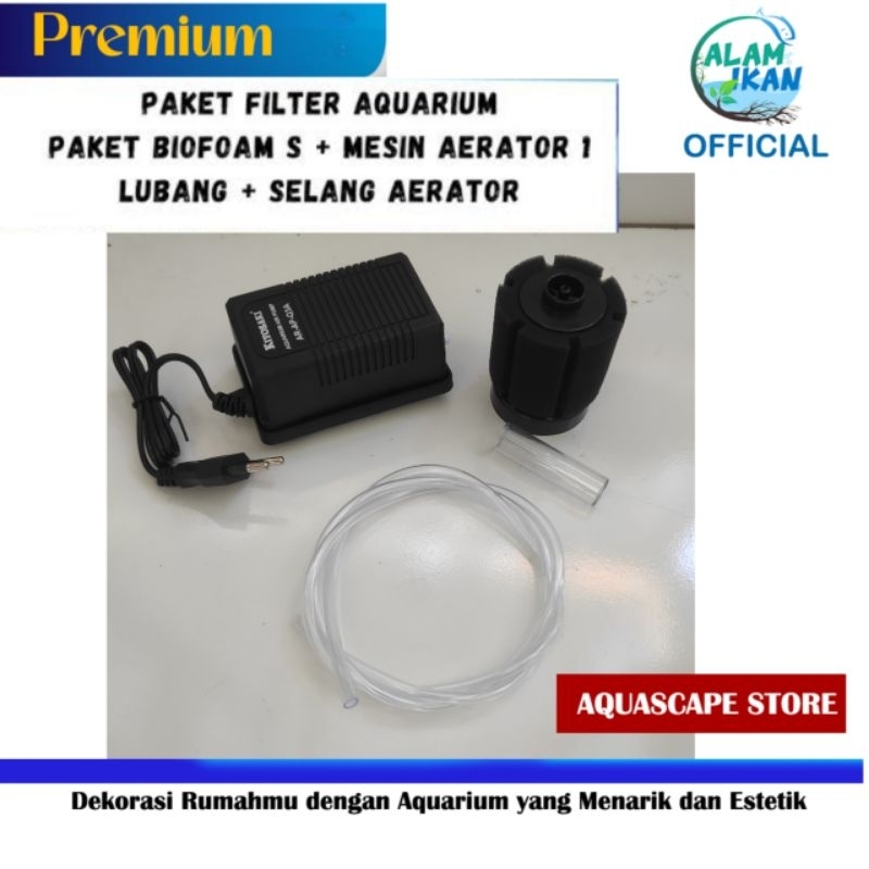 Paket filter akuarium aerator biofoam 1 lubang
