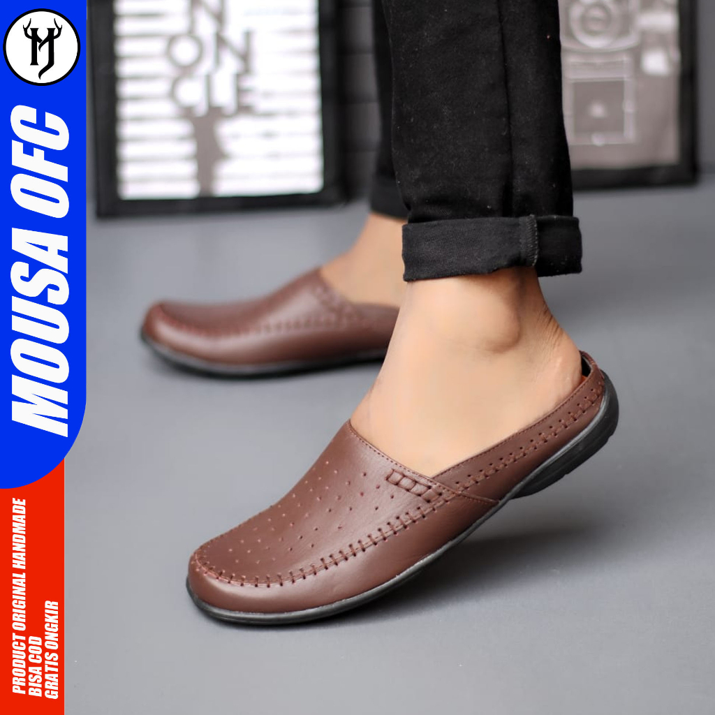 MOUSA - PATRICK Sepatu Sandal Slop Pria Kulit