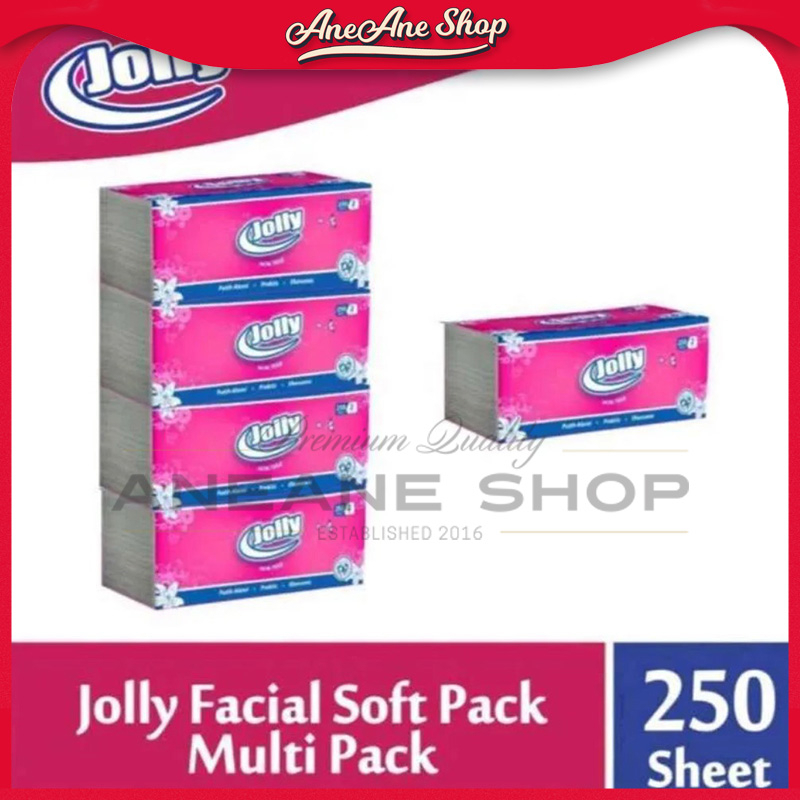 Jolly Facial Tissue 250 Sheets 2 Ply [4 Pack]