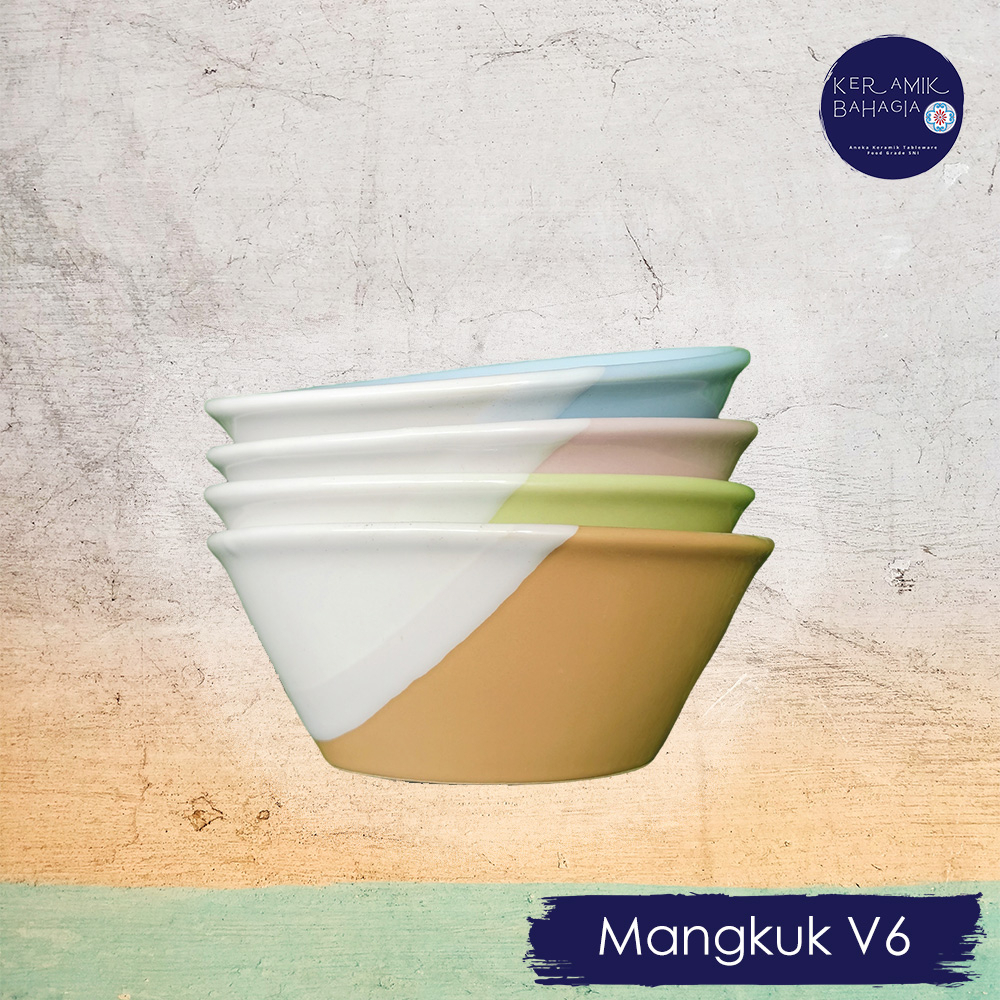 Mangkok Keramik Toyoki V6 Motif Pelangi / Two Tone / Dua Warna