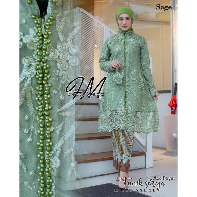 Setelan Kebaya Tunik Brokat Busui Payet Baju Kondangan Wanita Kebaya Modern