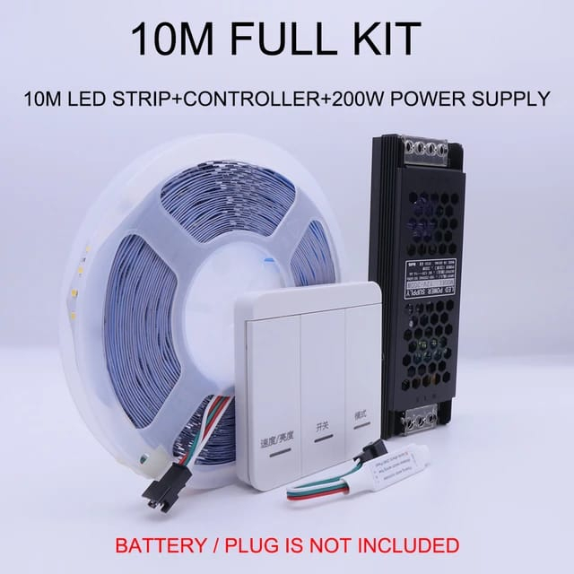 Horce lampu led strip 24volt 10meter Set adapto free remote lampu plafon running warna putih