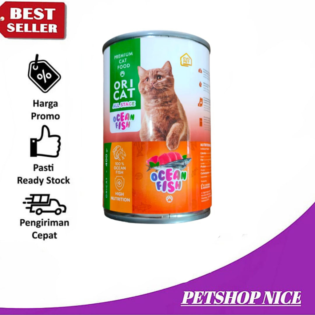 Paket 4pcs Makanan Kucing Ori Cat Kaleng Wet Food 400gr - OCEAN FISH