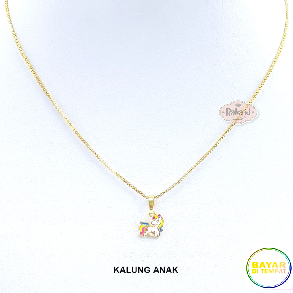 RAKA Acc - Kalung Koye Anak Unicorn Sayap Putih Perhiasan Cantik Anak Lapis Emas 18k 514