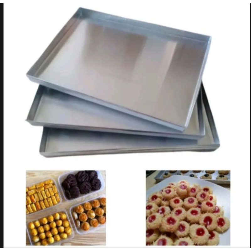 3pcs Loyang Kue kering Bahan Alumunium anti lengket dan karat/Loyang oven/loyang kue kering