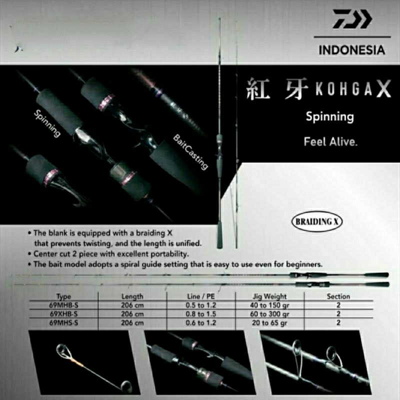 ROD/JORAN DAIWA KOHGA X 69MHS - 69MHB - 69XHB - BERKUALITAS