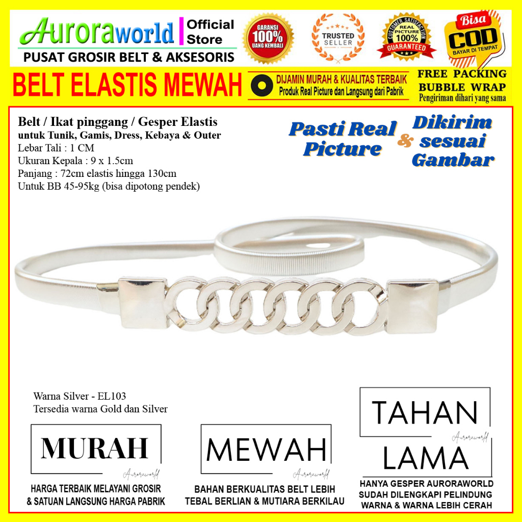 Auroraworld belt elastis gesper wanita elastis ikat pinggang wanita Fashion cewek terbaru bisa COD