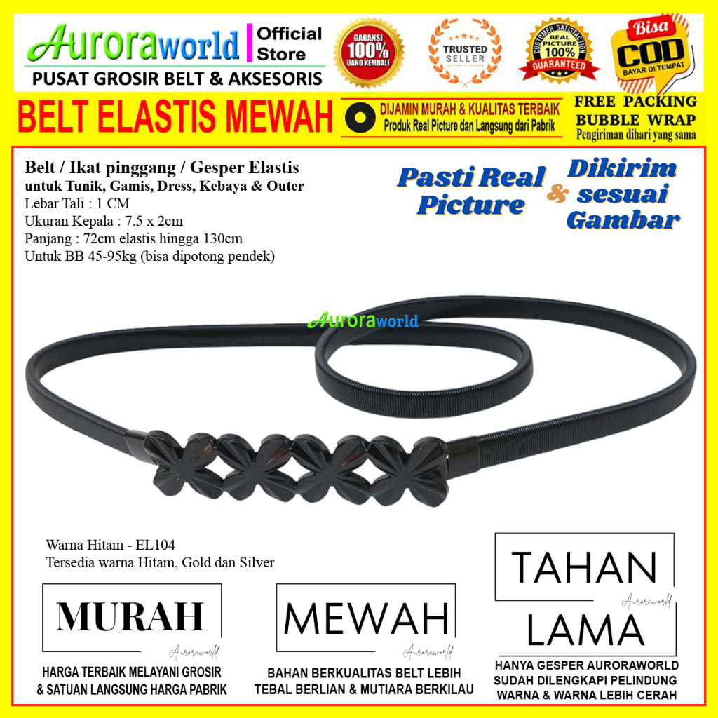 Auroraworld belt cewek elastis gesper fashion wanita terbaru elastis ikat pinggang wanita