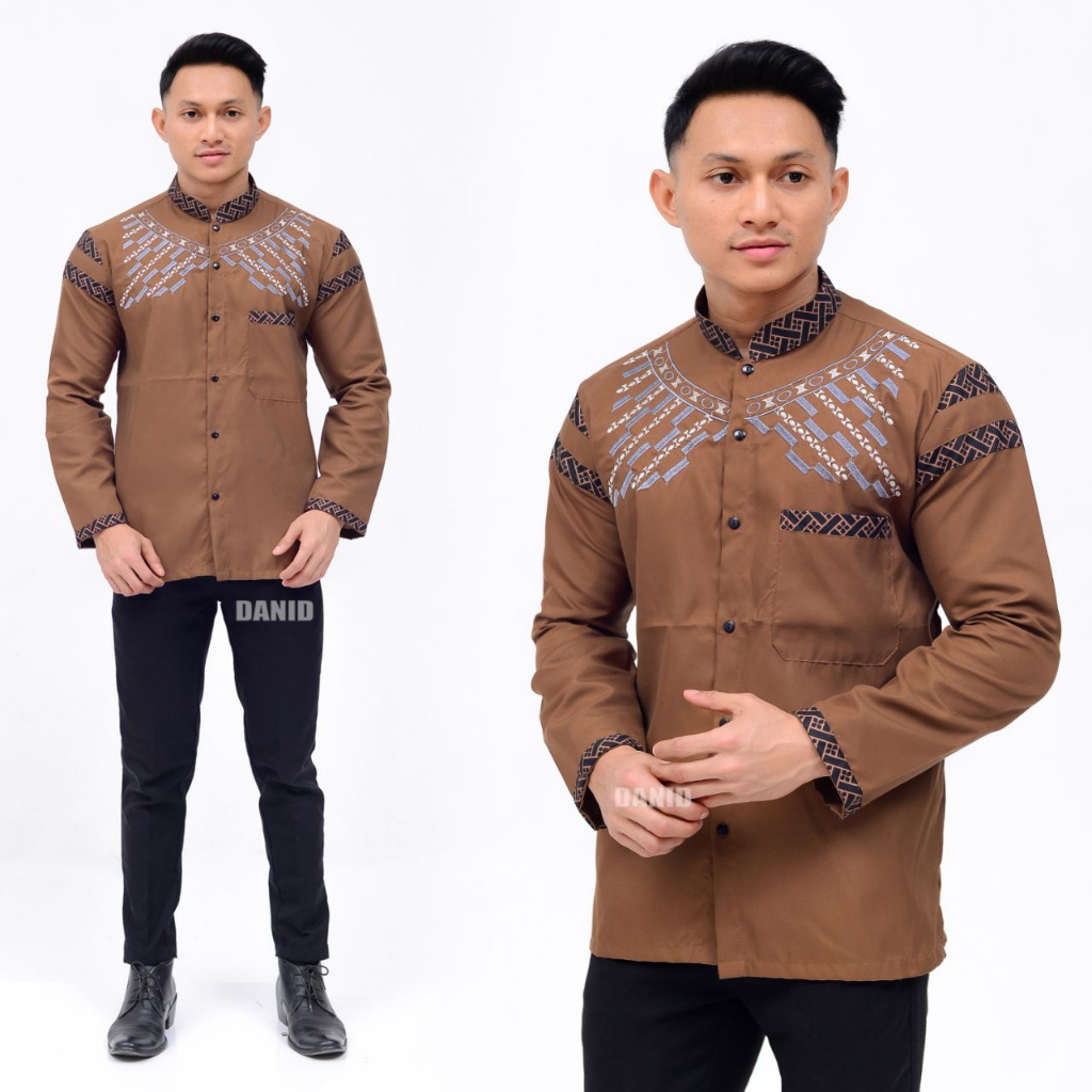 Baju koko bordir batik lengan panjang Busana muslim Modern