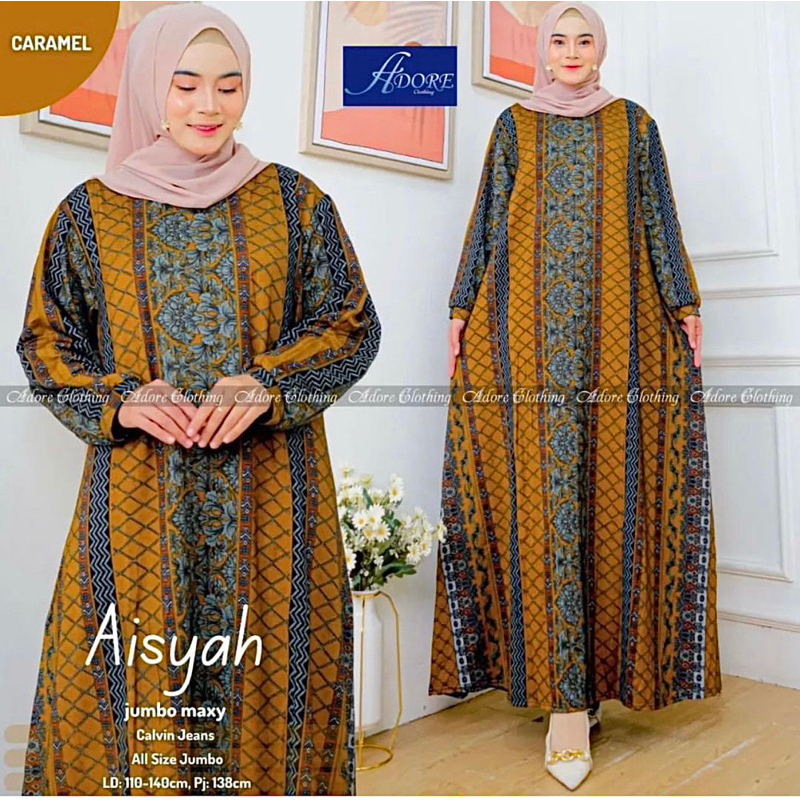 Aisyah Jumbo Maxy - Gamis Calvin Jeans Jumbo Terbaru / 023-7345