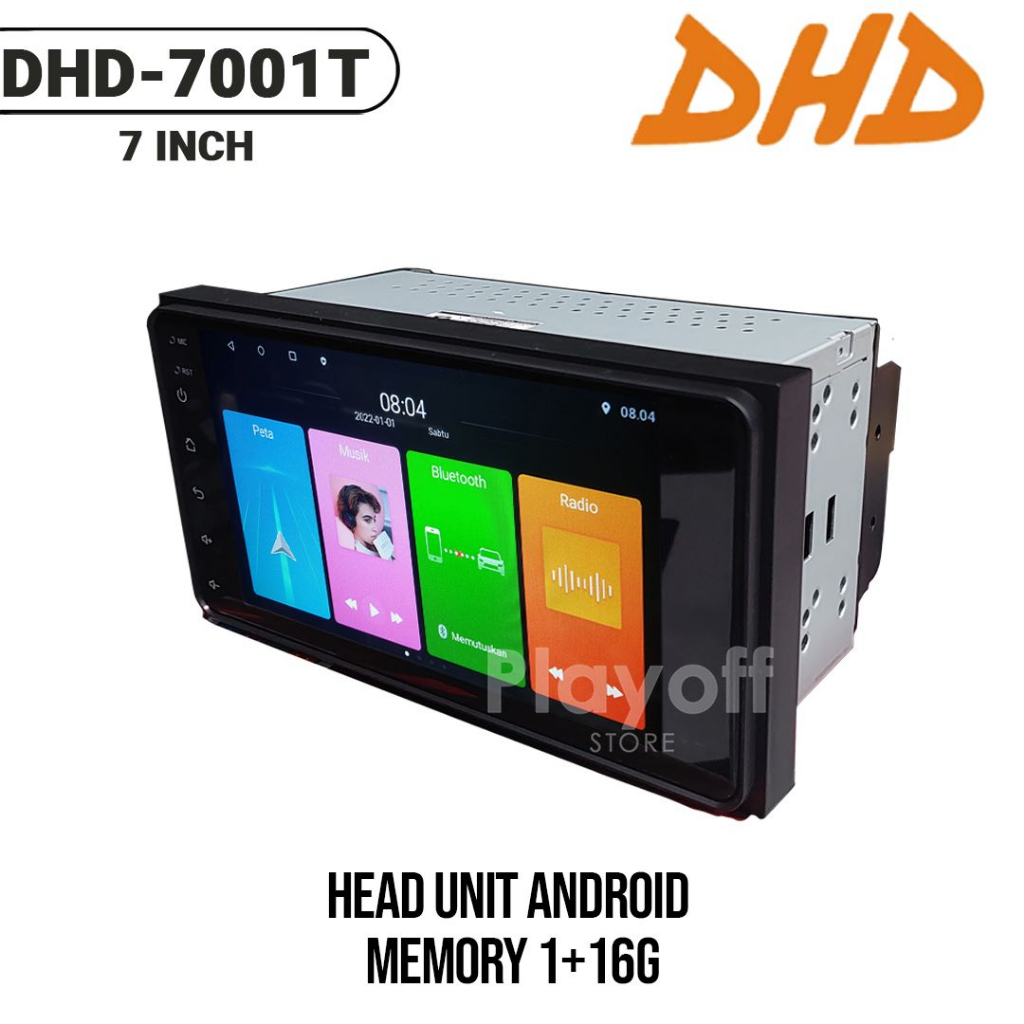 Head Unit ANDROID 7 Inch (Plug and Play Ukuran dan Socket TOYOTA) Double Din Tape Mobil Android DHD-7001T
