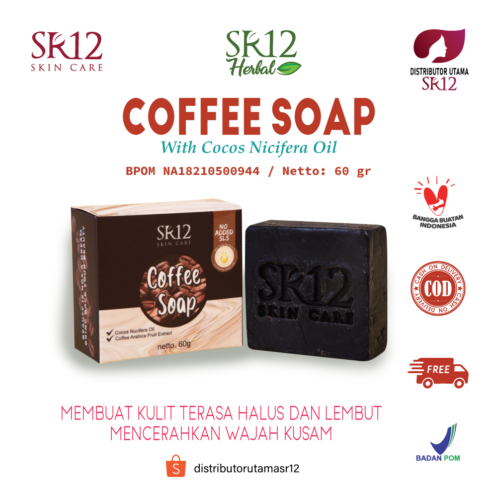 COFFEE HERBAL SOAP SR12 SABUN KOPI AMPUH MENGATASI FLEK HITAM NODA BEKAS JERAWAT CACAR BPOM
