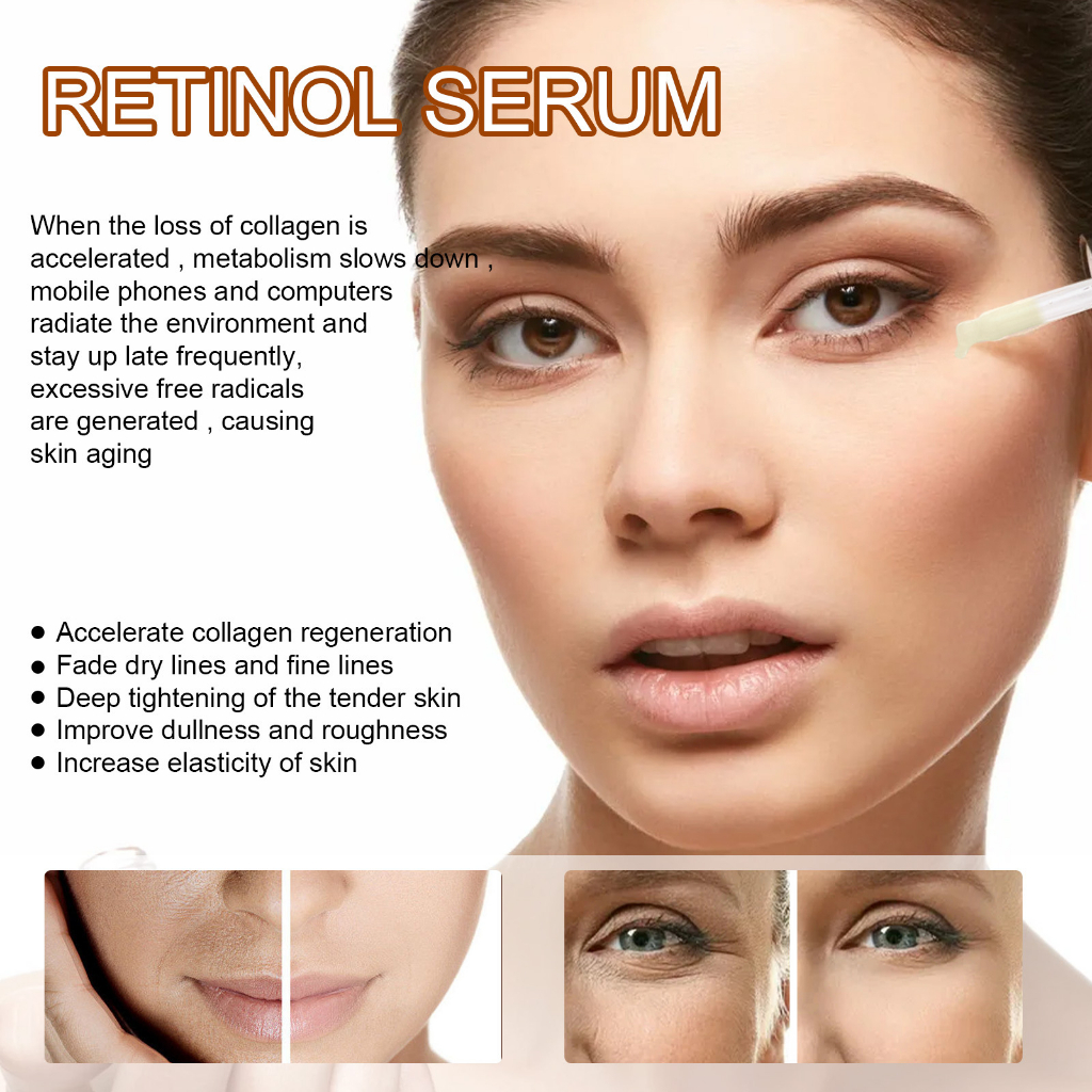 EELHOE Natural Retinol Serum Anti-Aging Anti-Wrinkles Retinol Cream Night Cream Moisturizer Whitening Retinol Pelembab Wajah 2pcs