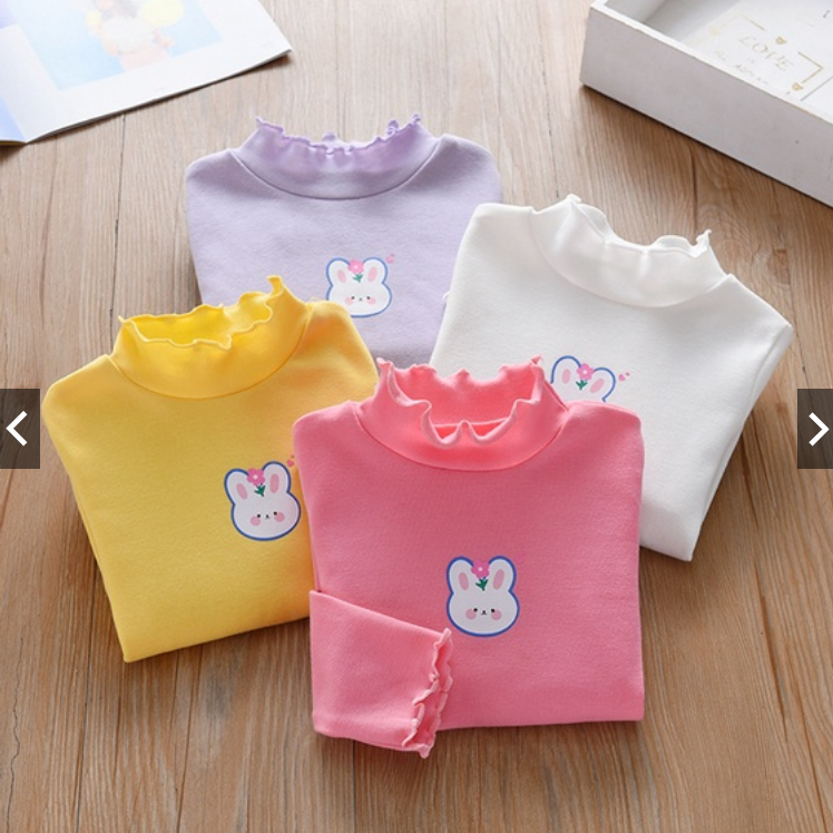 KAOS ANAK CEWEK HIGH NECK ANAK BUNNY LOV / ATASAN TOP ANAK PEREMPUAN USIA 1-5 TAHUN