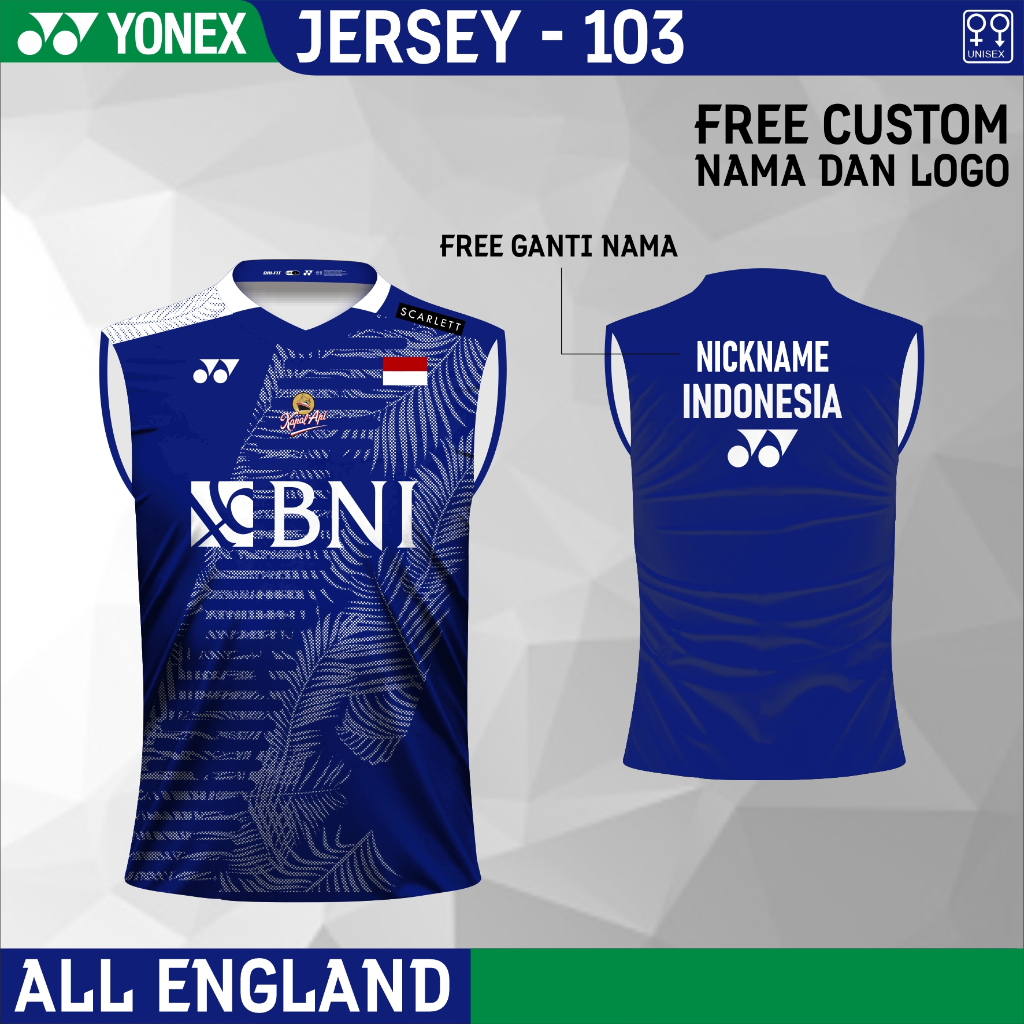 Jersey badminton fajar alfian all england 2023 kaos yonex baju bulutangkis sleeveless 103
