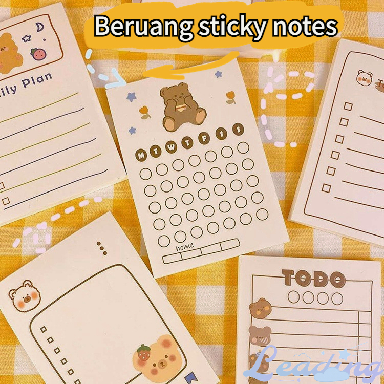 

50Pcs/Set Sticky Notes Kartun Lucu Beruang Sticky Notes Aesthetic Korea Kertas Note Kertas Alat Tulis-Le