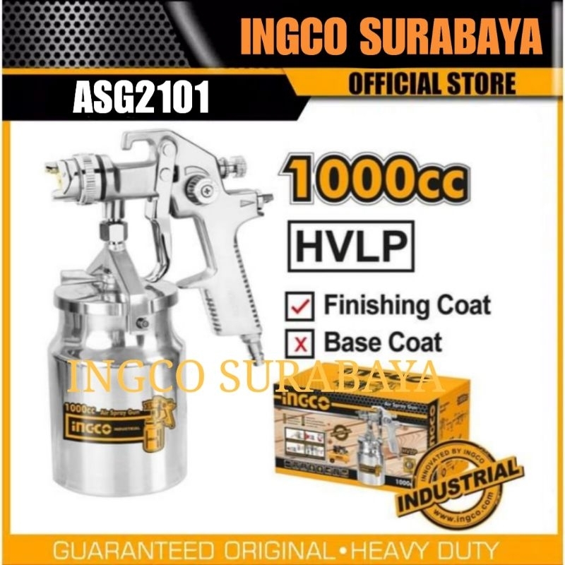 INGCO ASG2101 HVLP AIR SPRAY GUN 1000 ML CAT SRMPROT TABUNG BAWAH PROFESIONAL PAINT