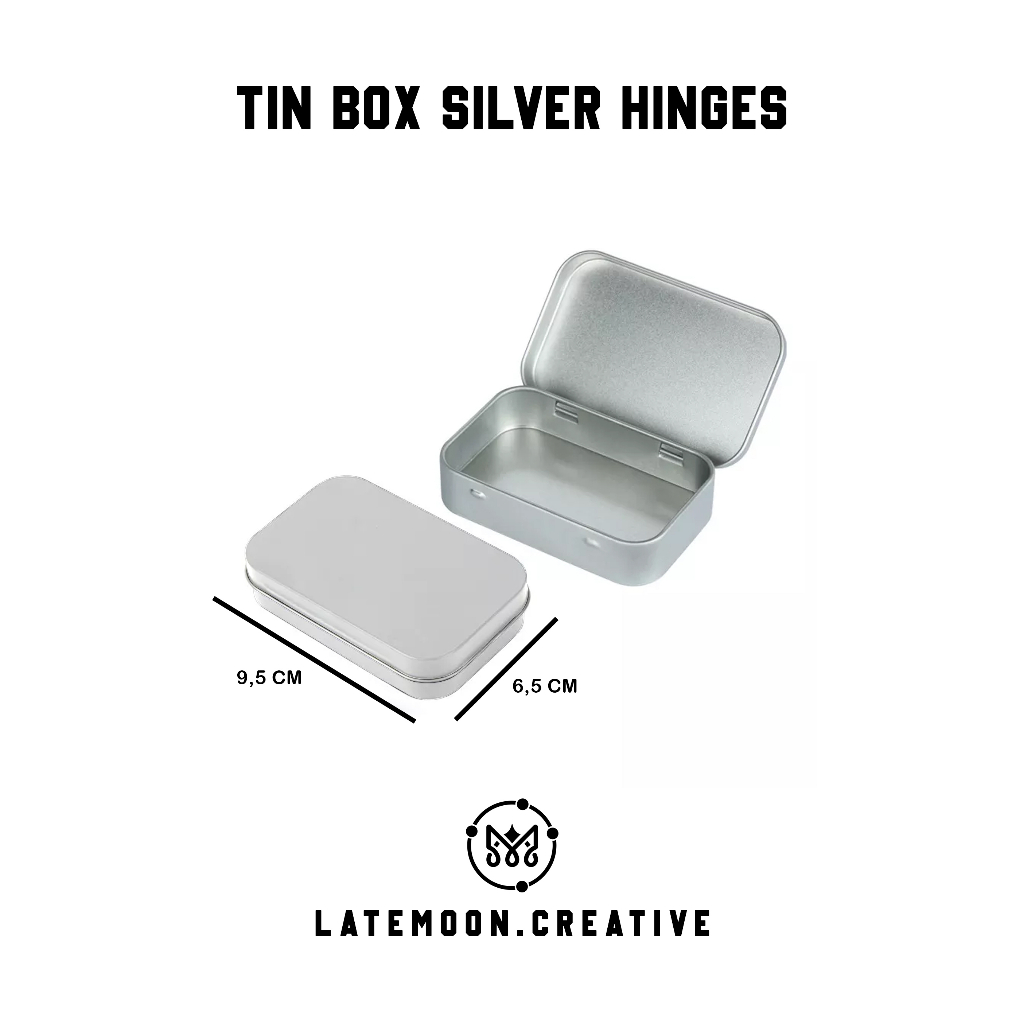 ( BISA COD ) TIN BOX SILVER HINGES POLOS UK 9,5 X 6 CM